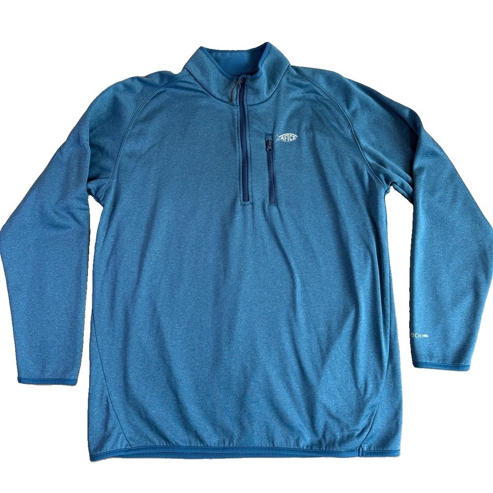 AFTCO Sweatshirt Vista Performance Fishing 1/4 Zip Pullover AFTECH Blue Mens XXL